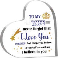 Acrylic Heart Plaque for My Wife: I Believe in You with Crown & Shooting Star Design, Romantic Anniv