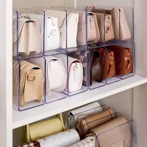 1Pcs Handbag Storage Rack Wardrobe Divider Shelf Books Divider Organizer Luxury Bags Transparent Acr