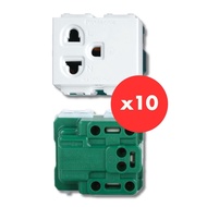 [แพ็ค 10 ตัว] PANASONIC | ปลั๊กกราวด์เดี่ยว กราวด์คู่ เต้ารับ 3 ขา Full Color WIDE SERIES สีขาว 16A 