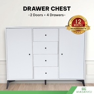 Almari Baju Laci / 4 Drawer Chest with 2 Doors Legs Laci Baju storage wardrobe alamari baju murah be