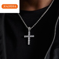 silver original italy 925 Diamond cross necklace for men