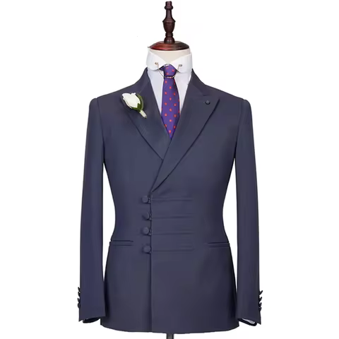 Fashion Solid Men Blazer 1 Piece Chic Peak Lapel Casual Business Office Coat Latest Design Elegant W