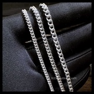 銀革手作 925 純銀 意大利製 圓側 牛仔鏈 古巴鏈 頸鏈