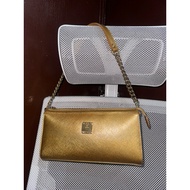 MCM kili bag wristlet pochette | Gold Leather | Pre-loved bag from Korea