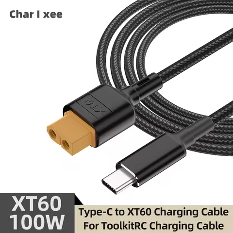 USB C to XT60 Charging Cable PD 100W 20V/5A for ToolkitRC SC100 M7 M6 M6D M8S Drone Model Power Char