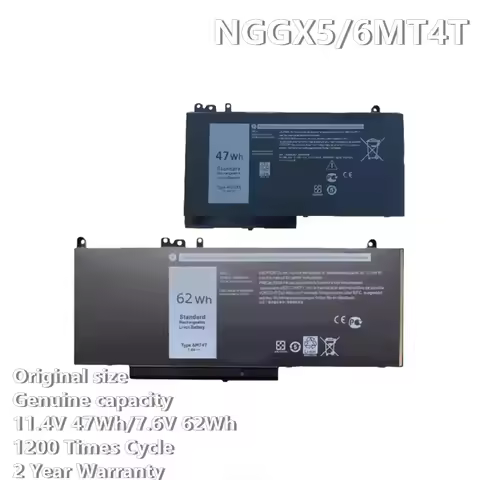 New 47Wh NGGX5 62Wh 6MT4T Laptop Battery For DELL Latitude E5270 E5470 E5570 M3510 JY8D6 954DF 0JY8D