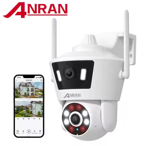ANRAN Dual Lens Wifi Camera 4MP Security Camera Dual Live View Color Night Vision Two Way Audio PIR 