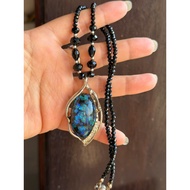 3.5-7.5 mm black crystal necklace, 45 cm long, ready to be removed, 53 mm high, attached to 33 mm Ja