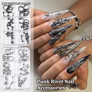 [SpringSAutumnW] 20/30/60PCS Alloy Retro Circle Nails Art Charms 3D Punk Style ck White Nail Parts N