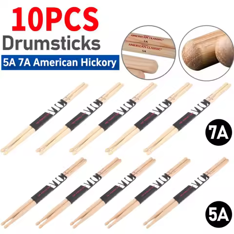 2-10pcs Drumsticks 5A/7A Drum Sticks Consistent Weight and Pitch Mallets American Hickory Natural fo
