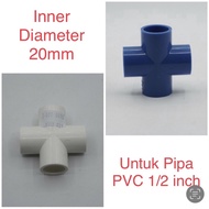 4 Way Way Way Tee Cross White Inner Diameter 20mm for PVC Pipe 1/ 2 Inch Hydroponic Connector Joint 
