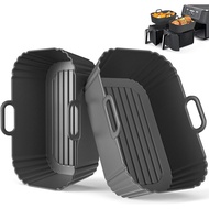 Silicone Air Fryer Liners 2 Pack, Reusable Compatible for Ninja Foodi DZ201, DZ401, DZ550, DZ302, CO