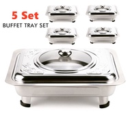 [Ready Stock] Buffet Embossed/Buffet Tray Set/Buffet Food Tray/Serving Tray/Food Pan Kenduri Set Cat