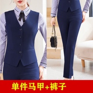 Bộ Ba Mảnh Vest Nữ Mùa Xuân 2025 Áo Khoác Không Tay Áo Vest Công Sở Cho Nữ Vải Polyester Dài Ngắn Cổ
