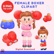 數位 Female boxer clip art, digital sticker, can be used to decorate Goodnotes.