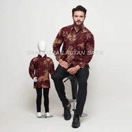 Batik Warna Merah MaroonKemeja Batik Couple Ayah Anak Warna Merah Maroon Gold Batik Anak Laki laki M