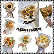 手工編織鈎織針織花束 DIY Handmade Flower 畢業花束 畢業禮物 向日葵花束 太陽花 敬師禮物 幼稚園畢業 哈哈笑向日葵 母親節花束 母親節禮物 生日花束  生日禮物 求婚花束 情人節