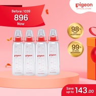 Pigeon Official - PP Slim Neck Standard Feeding Red Bottle Fast Flow, 240ml 9+ Months Pack of 4