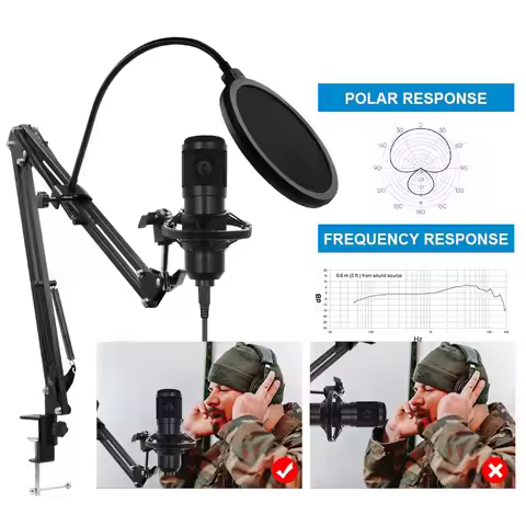 BM800 Condenser Alloy Microphone Kit Professional Sound Card Arm Bracket Set V8 Studio Mixer Live So