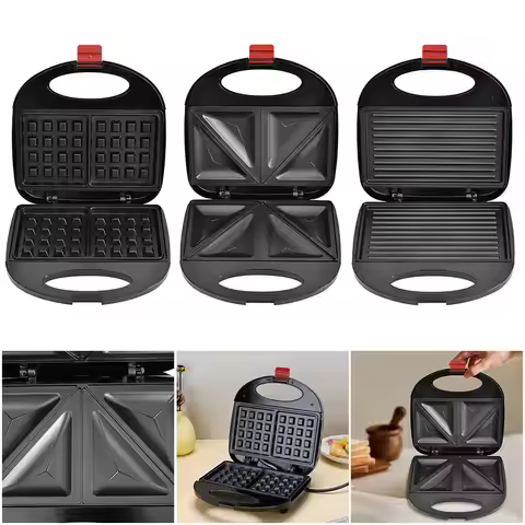 750W Nonstick Electric Waffle Maker with Indicator Lights Sandwich Maker with Cool Touch Handle Brea