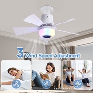 E27 screw detachable new colorful Bluetooth speaker flower shaped fan light ceiling fan light fan bl