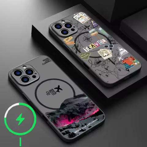 Airplane Landmark Label Case For iPhone 16 Pro Max Coque iPhone 16e 15 14 13 Pro Max 17 Air Magnetic