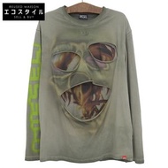 Diesel T-CRANY 做舊疊層長袖T卹，純棉，男款，綠色，XL碼，A09908