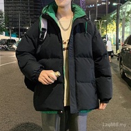 Men's Winter New Thick Color-Block Puffer Jacket Student Trend Loose Couple Hooded Cotton Coat D5Q0