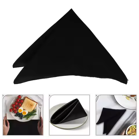 12pcs Black Cloth Washable Reusable Dinner Table Napkins For Wedding Party Restaurant Hotel Kitchen