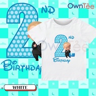 Boss Baby Birthday 02 Year Old Birthday T-shirt Baby Boy Birthday Short Sleeve Tshirt Girl Fashion U