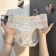 French Breathable Gauze Satin Brief Set - Mid-Waist Style for Women