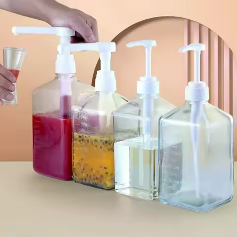 Home 1600ml Liquid Dispenser With Scale Coffee Syrup Bee Drip Bottle With Hydraulic Pump Nozzle Head