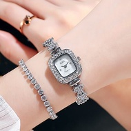 TRILLION ID Jam Tangan Wanita JW50 Berlian Kotak Mewah -Jam Tangan Stainless Steel Anti Karat-Jam Ta