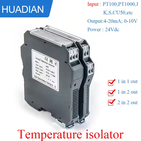 1 In 2 Out PT100 Input PT100*2 Output Temperature Isolator Transmitter Signal Splitter