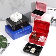 Portable Tin Box Small Cash Box with Lock Cash Register Box Piggy Bank with Lock Small Box Anti-thef