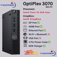 DELL OPTIPLEX 3070 | intel core i3-9th Gen | 3 MONTH WARRANTY | 16GB RAM - 256GB SSD | MINI PC