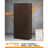 EUREKA 2.5ft 2 Doors Wardrobe Partition Drawers / Almari Baju (Deliver & Installation Klang Valley) 
