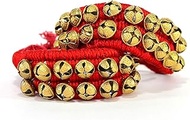 Gungroo dancing kathak ghungroo Indian traditional payal anklets| Ghungru (20 + 20) - 2 Line Ghungroo on Red Cushion Pads |