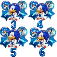 6pcs Sonic Hedgehog Theme Foil Balloon Number Balloon Childrens Birthday Party Decoration Baby Gift 