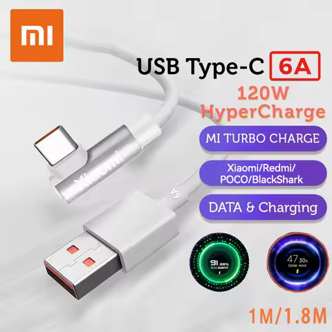 Xiaomi 120W 90 Degree USB Type C Fast Charging Cable For Mi 12 Poco F4 GT X4 Pro 5G Blackshark 5Pro