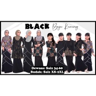 Baju Kurung Ibu Dan Anak Sedondon Color Black Raya 2024 (Ready Stock)