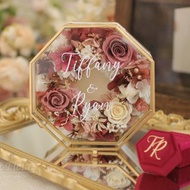 【結婚禮物】結婚對戒盒 求婚戒指盒 燙金名字 不凋花盒