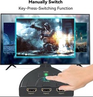 HDMI Switch, 4K HDMI Splitter 3 in 1 Out, 3-Port HDMI Switcher Selector with Pigtail HDMI Cable,Supports Full HD 4K 1080P 3D Player, HDMI Hub/Switcher