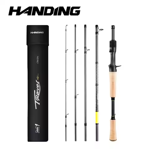 HANDING M1 Travel Fishing Rod Fast Action 40-43cm 5-6 Sections Fishing Rod Portable and Protective R
