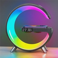 G ที่ชาร์จไร้สายตั้งปลุกลำโพงบลูทูธโคมไฟกลางคืน RGB แท่นชาร์จเร็วสำหรับ iPhone Samsung Xiaomi