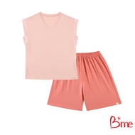 Bme ชุดเซ็ตรูปแบบเสื้อแขนล้ำคอวี พร้อมกางเกงสั้น รุ่น ME8818 มี 2 สีเขียว สีชมพู