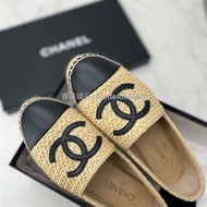 💗香緹國際精品💗 Chanel 草編鞋 奶茶/黑 全配