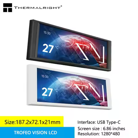 Thermalright TROFEO VISION LCD IPS LCD Display screen，6.86 inches/magnetic/1280*480 resolution/USB T