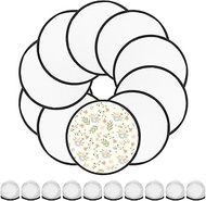 Bruislard 30Pcs Sublimation Fans White Foldable Flying Disc Fans 9.8inch Black Edge Folding Fan Set