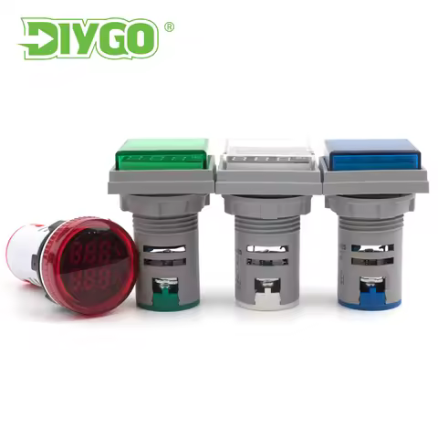 22mm AC 50-500V 0-99 Hz Round Square Digital Display Voltage Hertz meter Frequency Voltage Tester Me